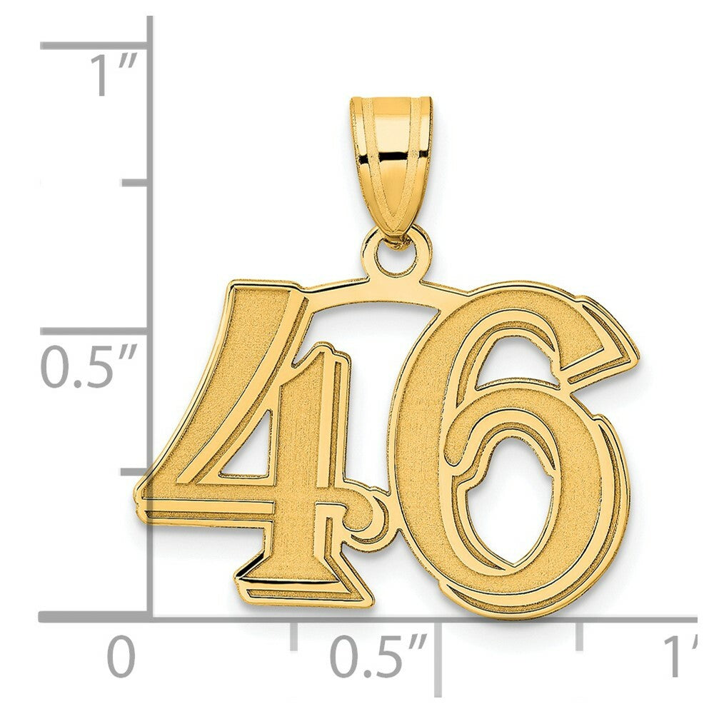 14K Yellow Gold Polished Etched Number 4 Pendant