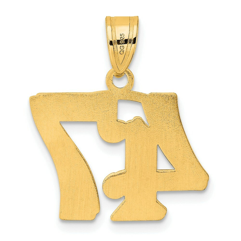14K Yellow Gold Polished Etched Number 4 Pendant