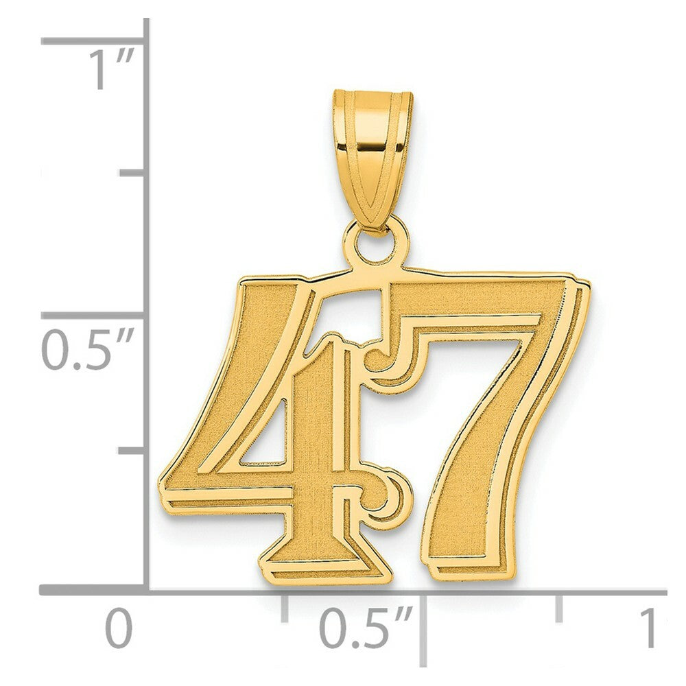 14K Yellow Gold Polished Etched Number 4 Pendant
