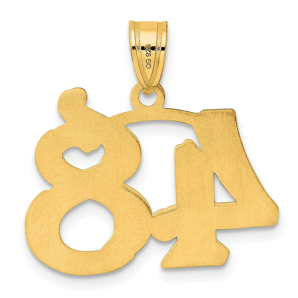 14K Yellow Gold Polished Etched Number 4 Pendant