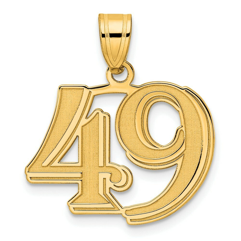 14K Yellow Gold Polished Etched Number 4 Pendant