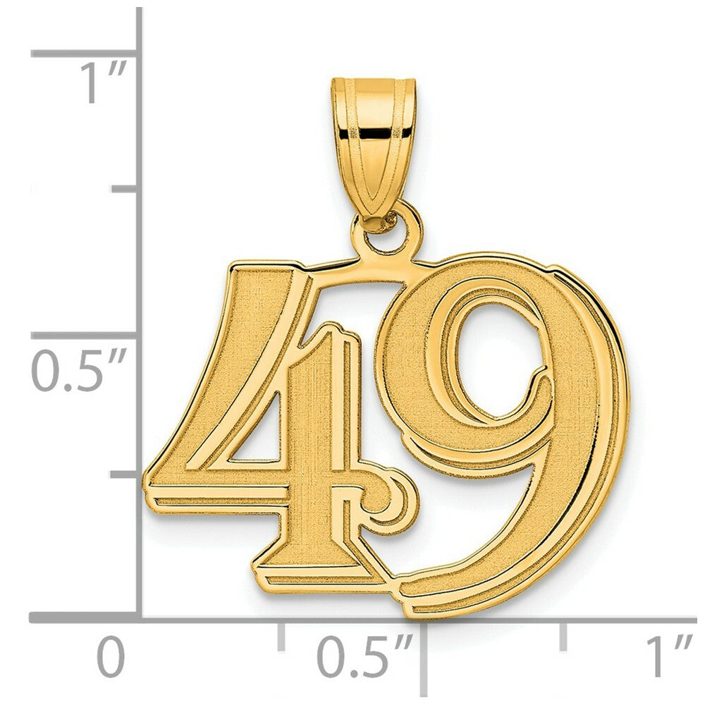 14K Yellow Gold Polished Etched Number 4 Pendant