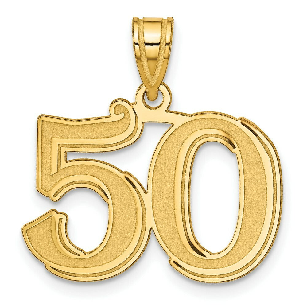 14K Yellow Gold Polished Etched Number 4 Pendant