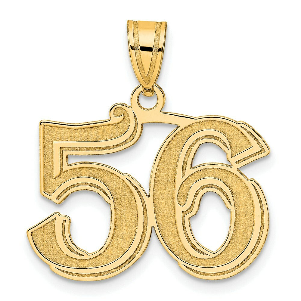 14K Yellow Gold Polished Etched Number 4 Pendant