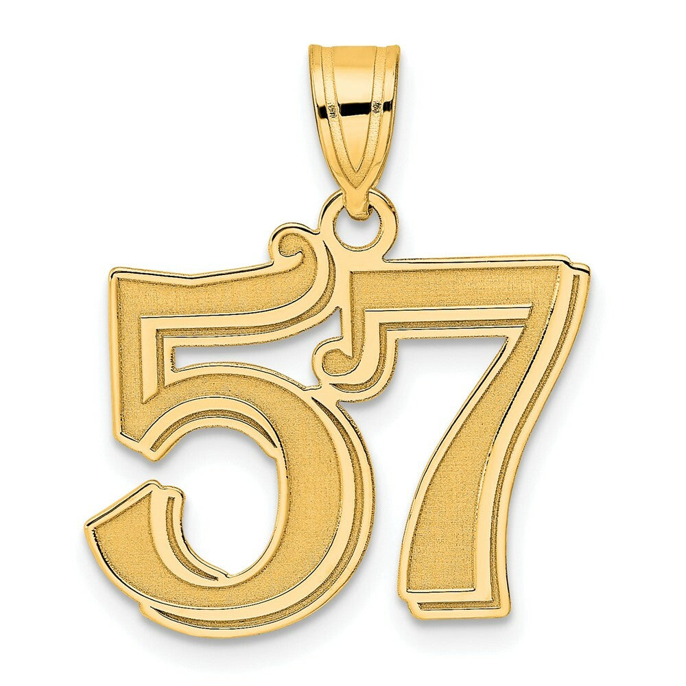 14K Yellow Gold Polished Etched Number 4 Pendant