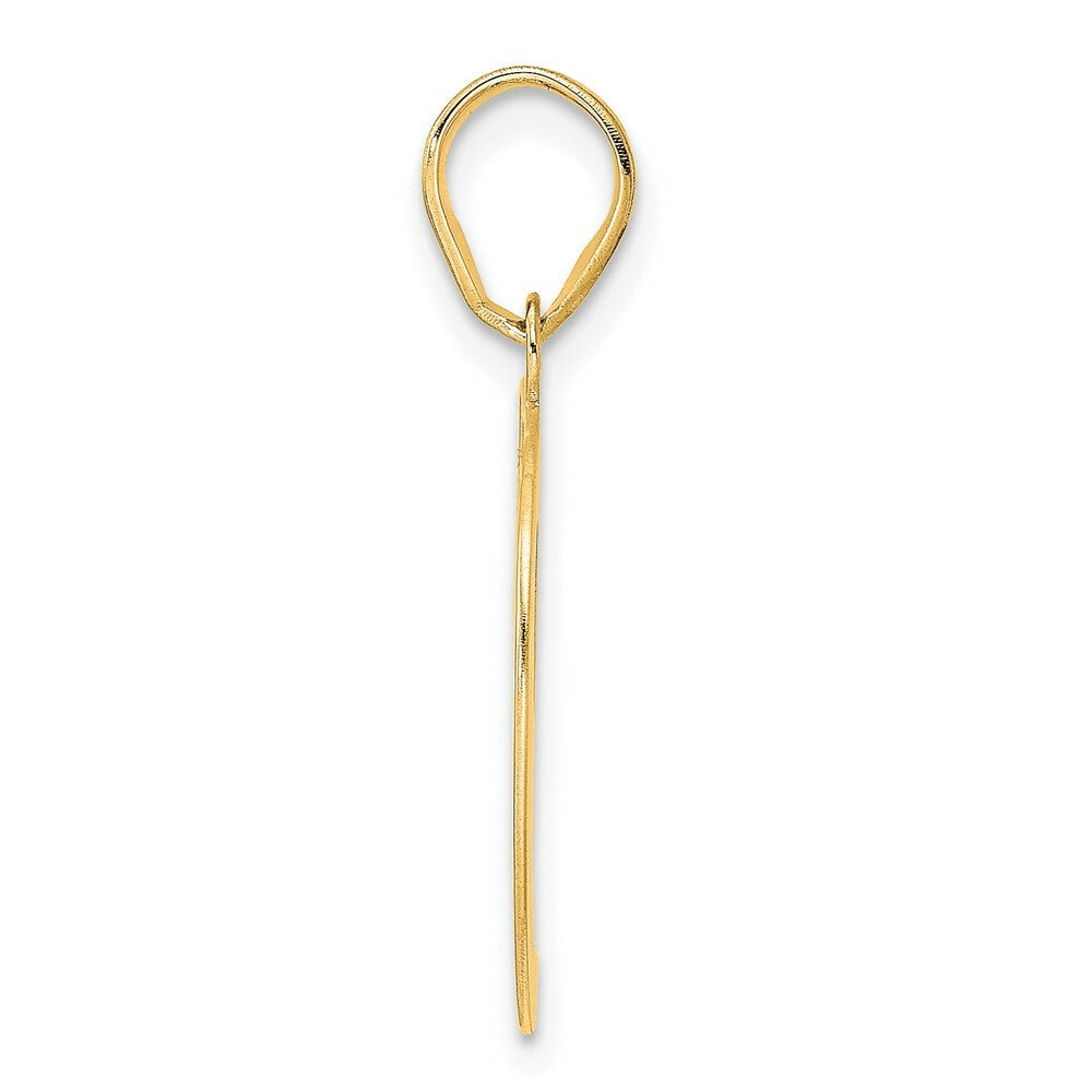 14K Yellow Gold Polished Etched Number 4 Pendant