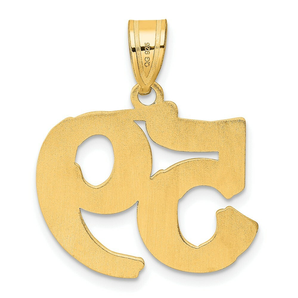 14K Yellow Gold Polished Etched Number 4 Pendant