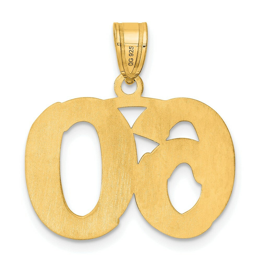14K Yellow Gold Polished Etched Number 4 Pendant