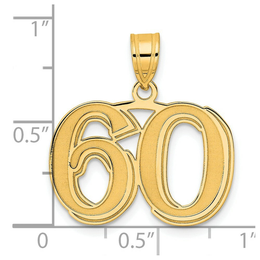 14K Yellow Gold Polished Etched Number 4 Pendant