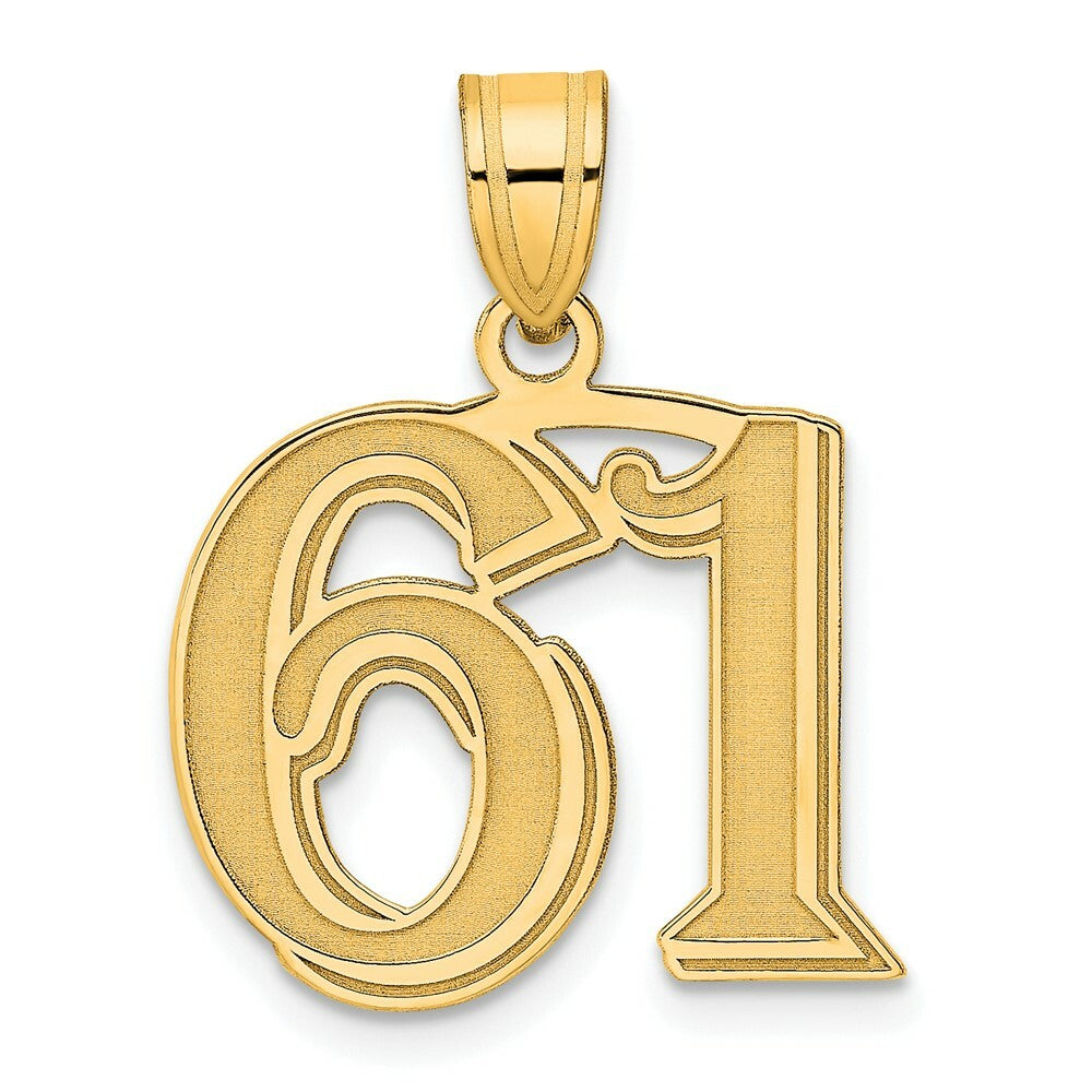 14K Yellow Gold Polished Etched Number 4 Pendant