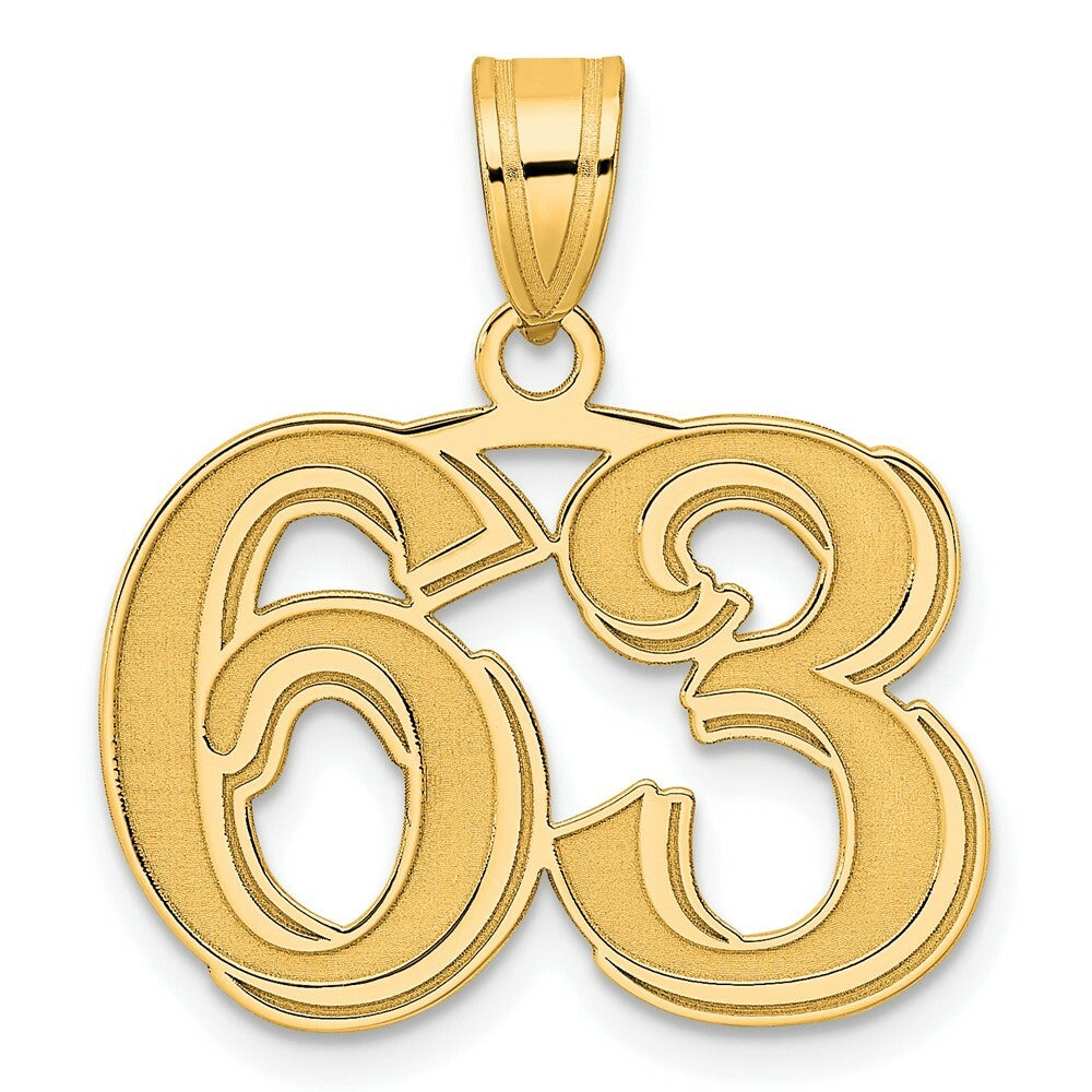 14K Yellow Gold Polished Etched Number 4 Pendant