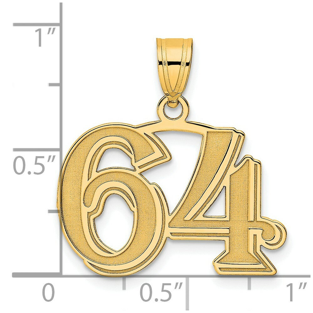 14K Yellow Gold Polished Etched Number 4 Pendant