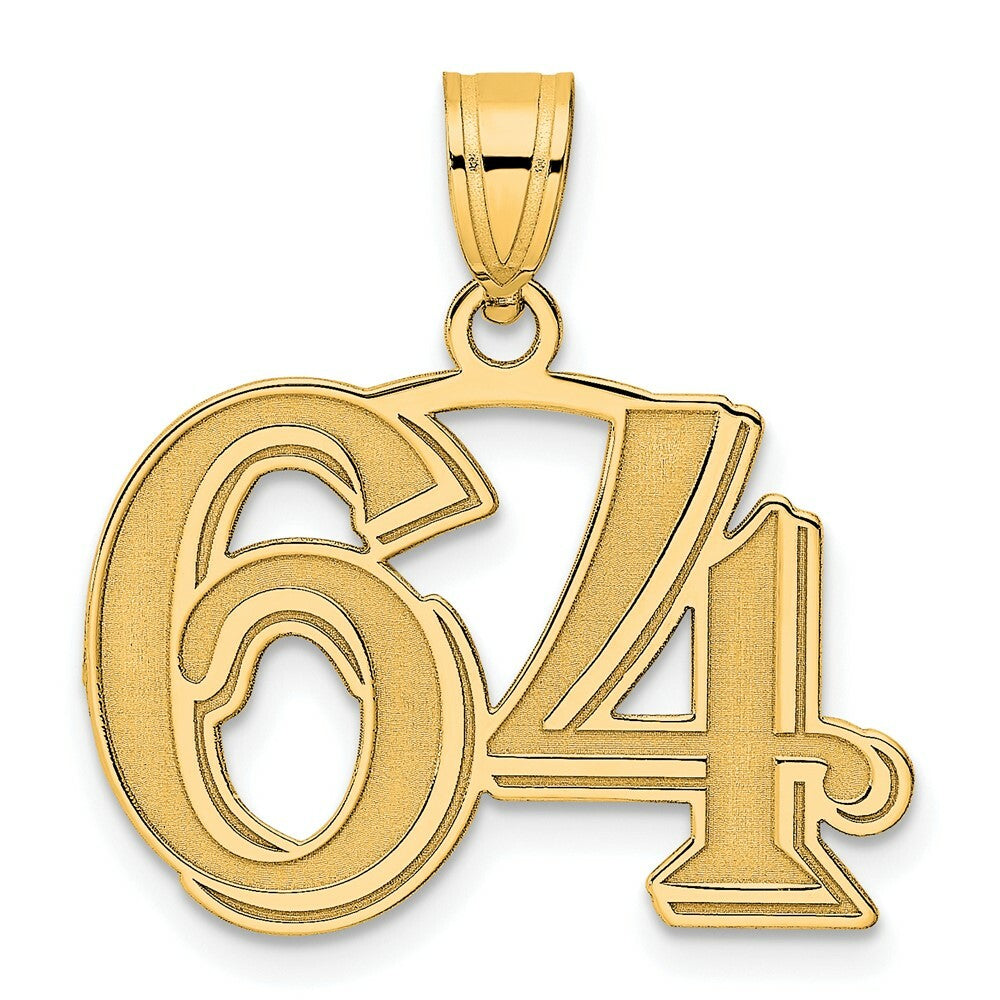 14K Yellow Gold Polished Etched Number 4 Pendant