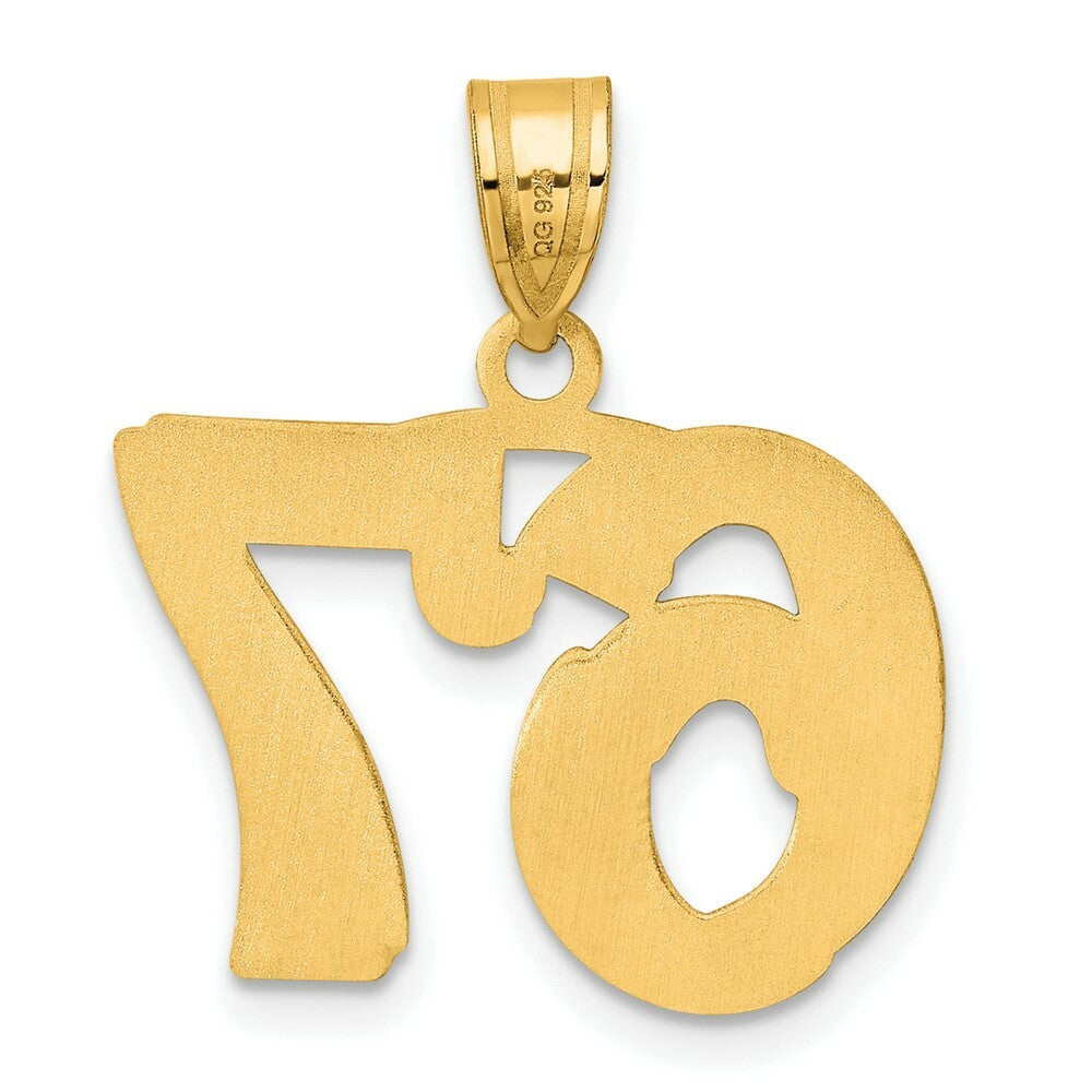 14K Yellow Gold Polished Etched Number 4 Pendant