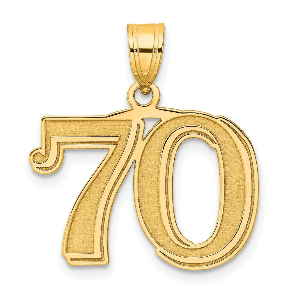 14K Yellow Gold Polished Etched Number 4 Pendant