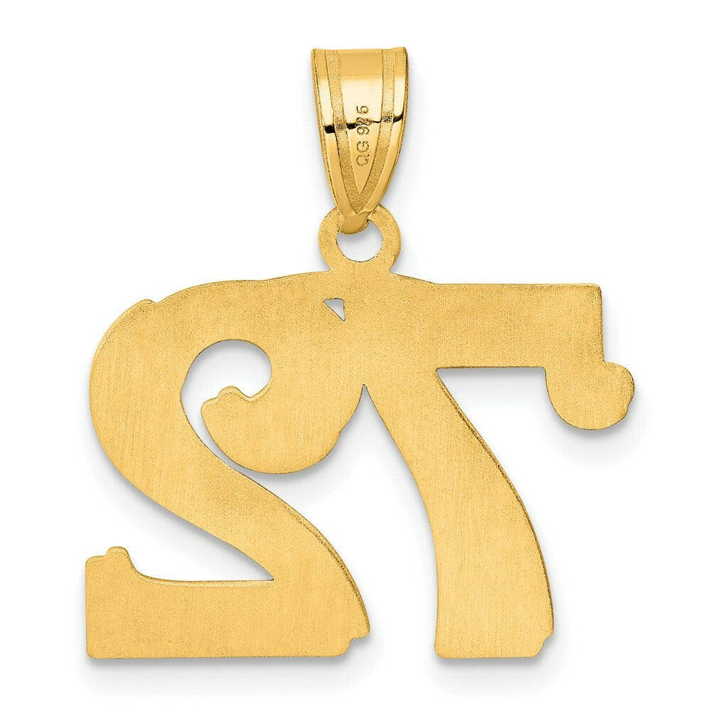 14K Yellow Gold Polished Etched Number 4 Pendant