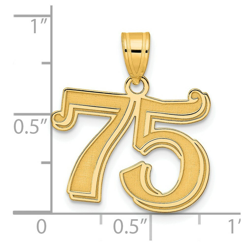 14K Yellow Gold Polished Etched Number 4 Pendant