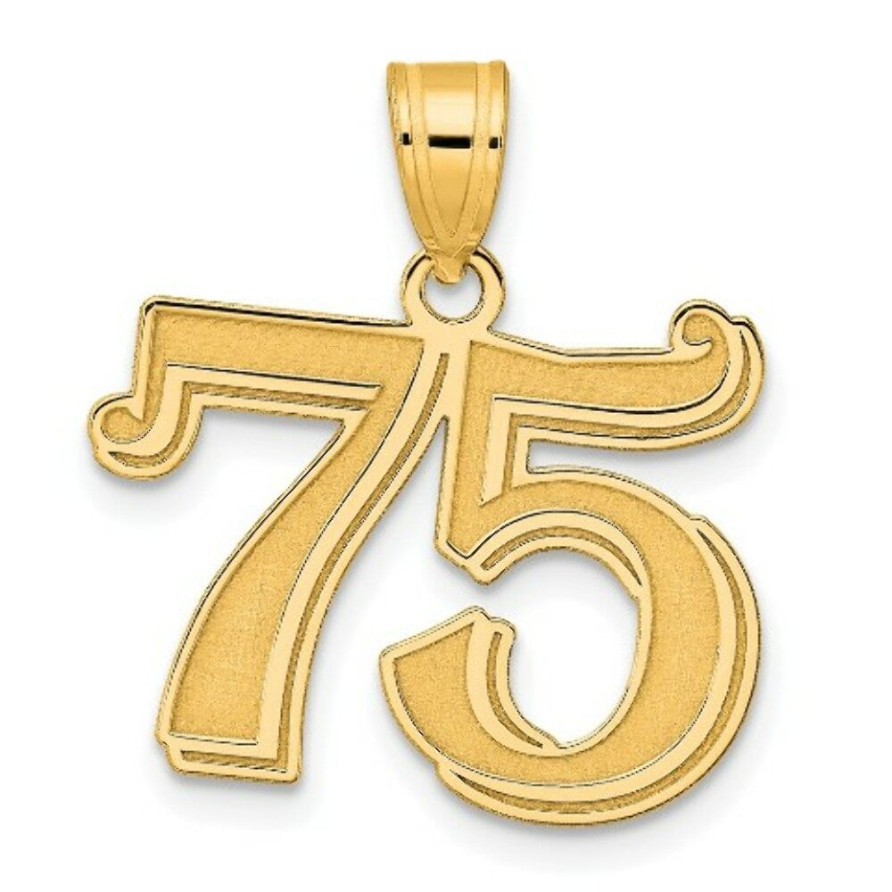 14K Yellow Gold Polished Etched Number 4 Pendant