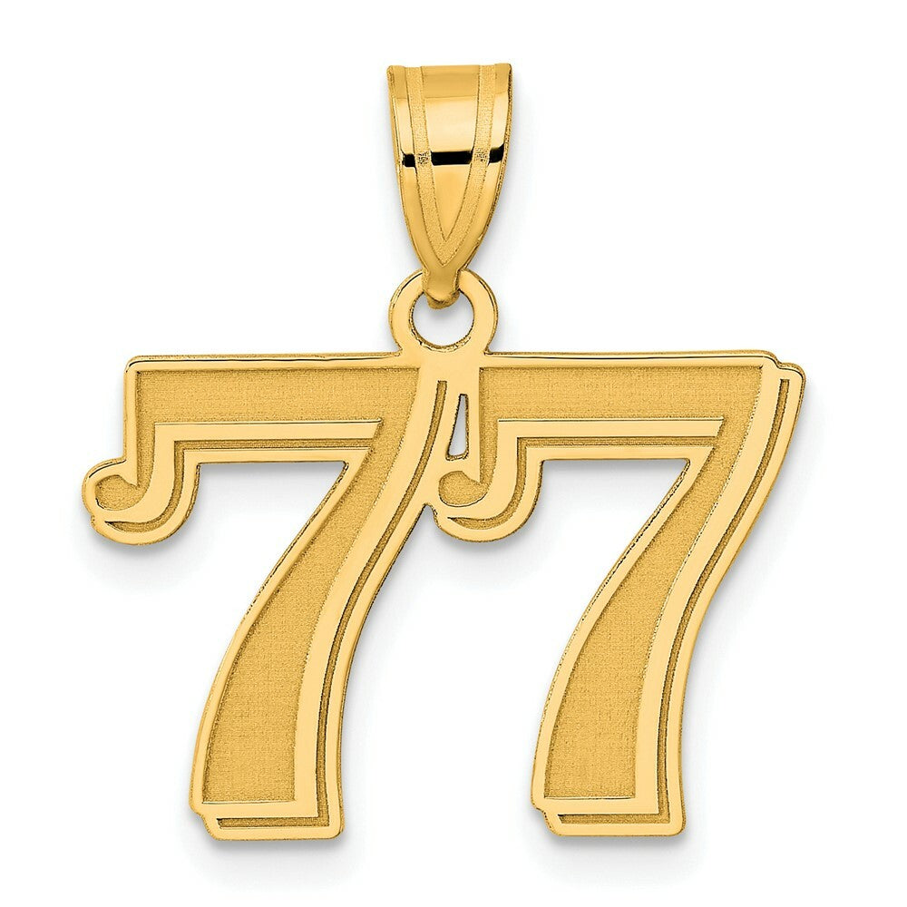 14K Yellow Gold Polished Etched Number 4 Pendant