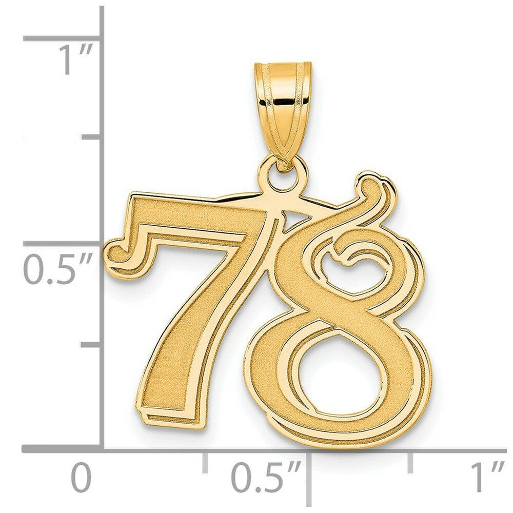 14K Yellow Gold Polished Etched Number 4 Pendant