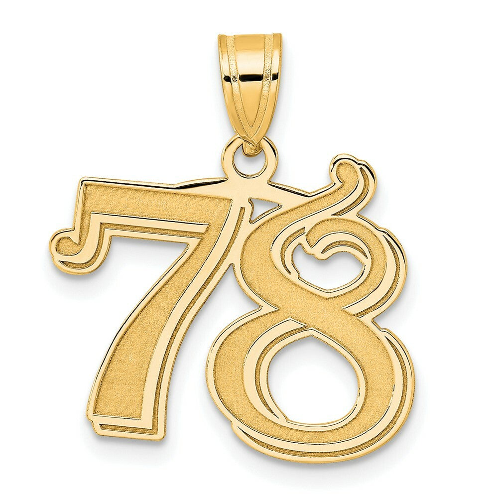 14K Yellow Gold Polished Etched Number 4 Pendant