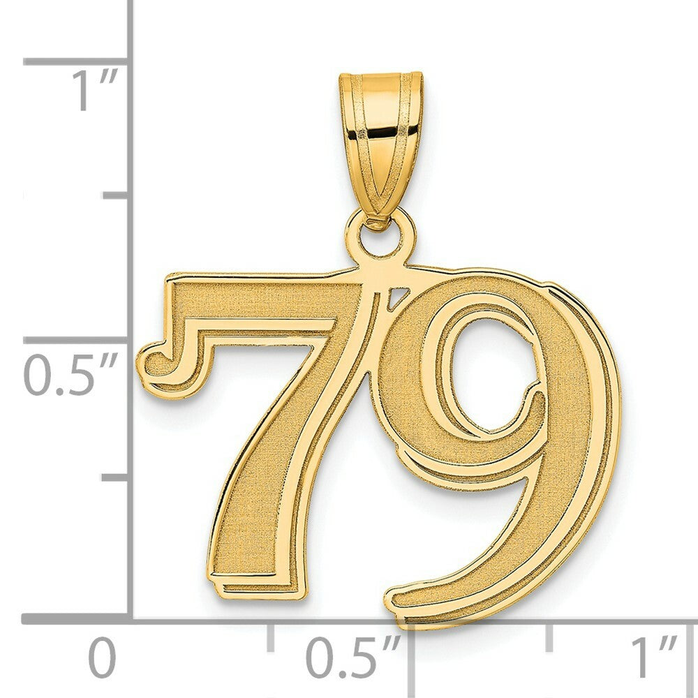 14K Yellow Gold Polished Etched Number 4 Pendant