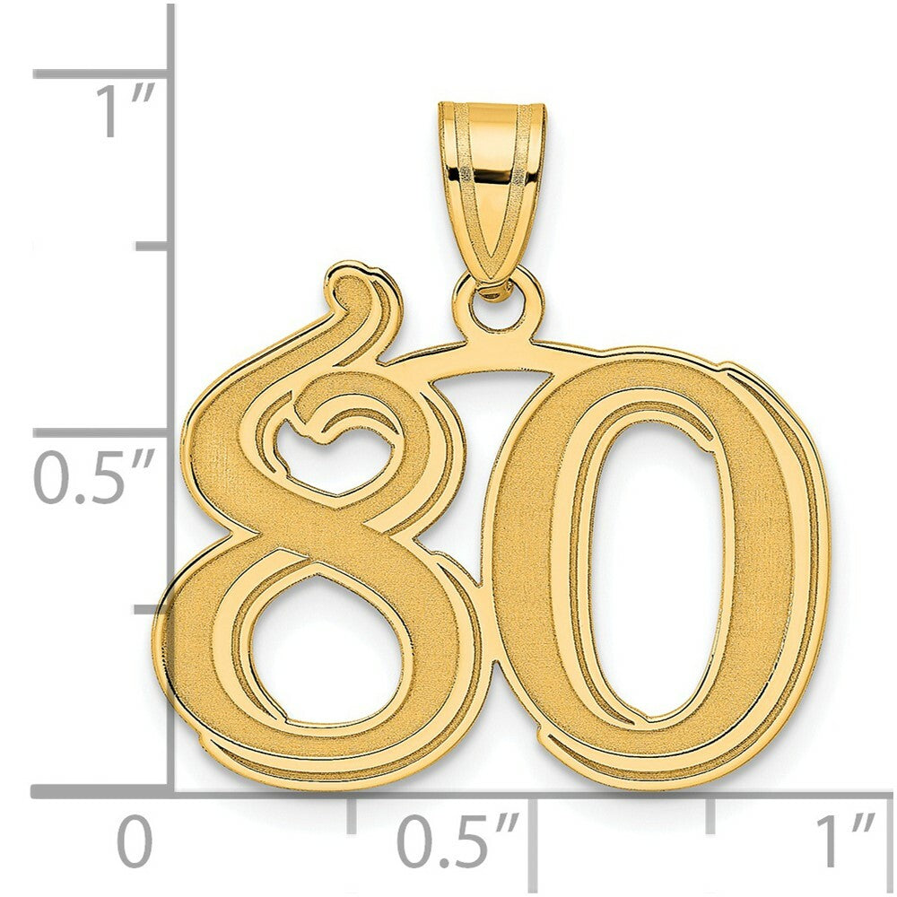 14K Yellow Gold Polished Etched Number 4 Pendant