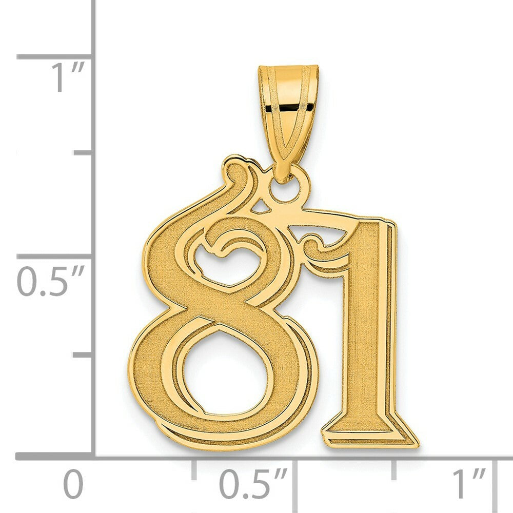 14K Yellow Gold Polished Etched Number 4 Pendant