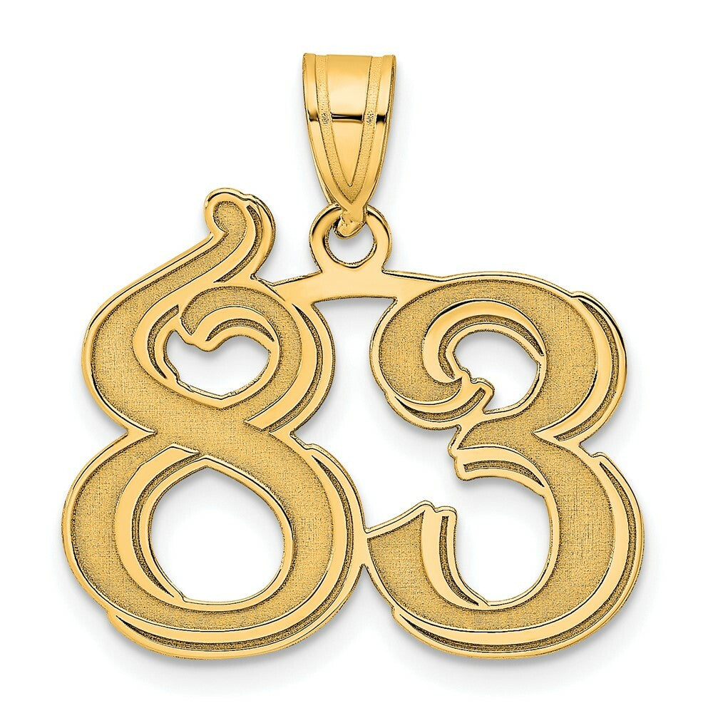 14K Yellow Gold Polished Etched Number 4 Pendant