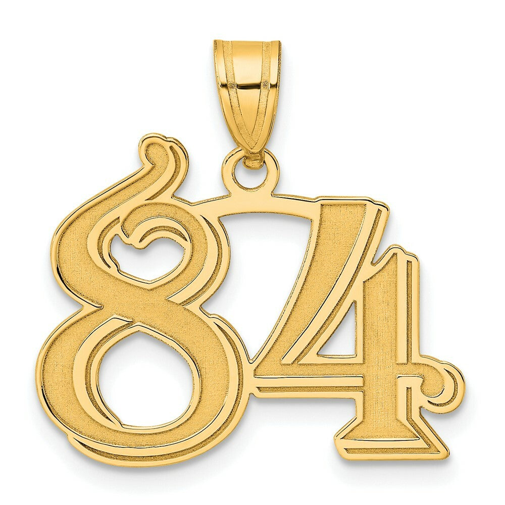 14K Yellow Gold Polished Etched Number 4 Pendant