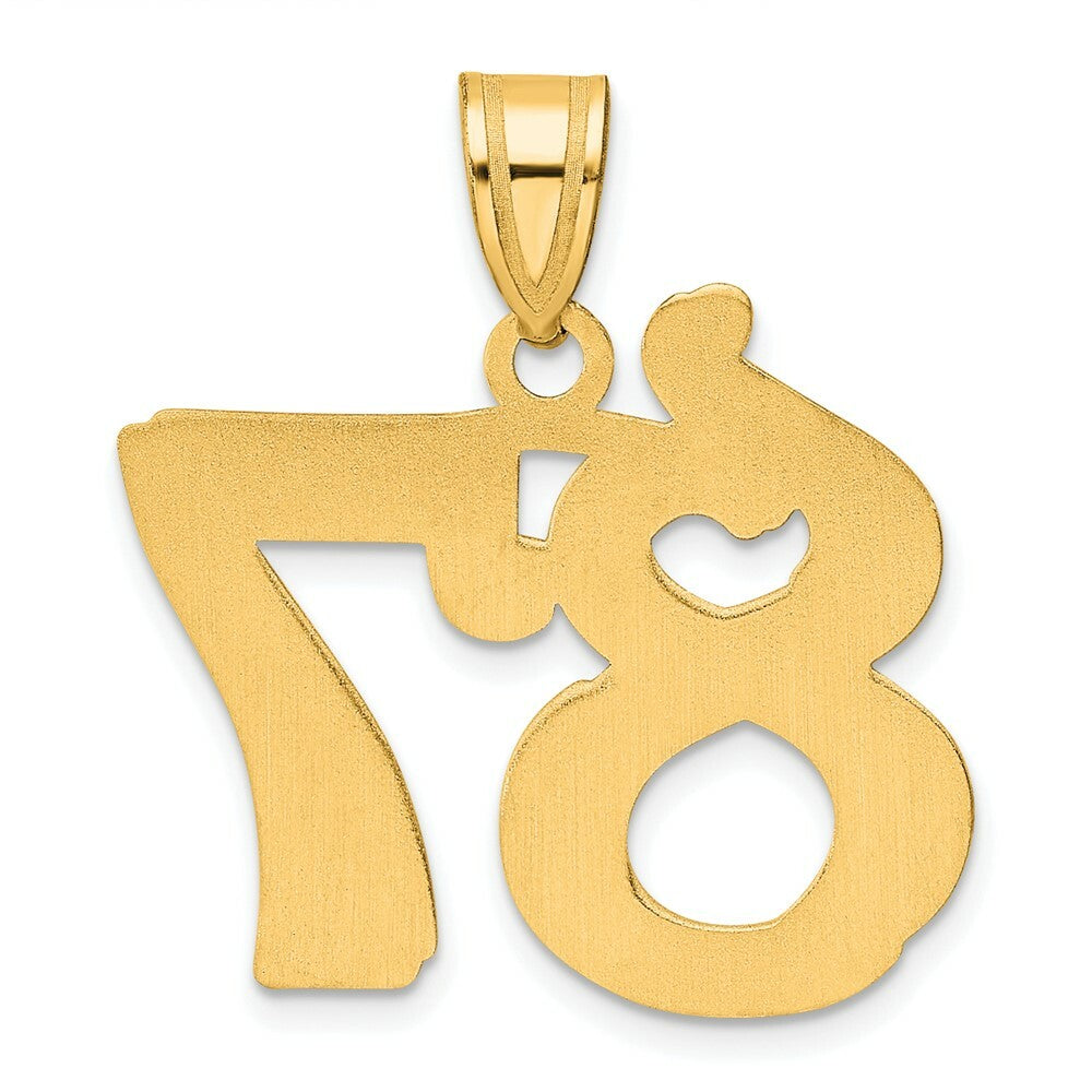 14K Yellow Gold Polished Etched Number 4 Pendant