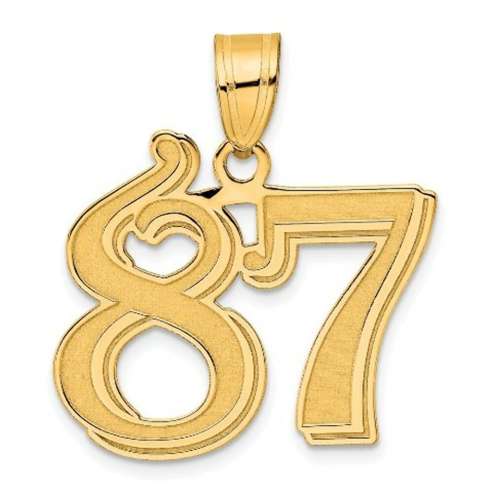 14K Yellow Gold Polished Etched Number 4 Pendant