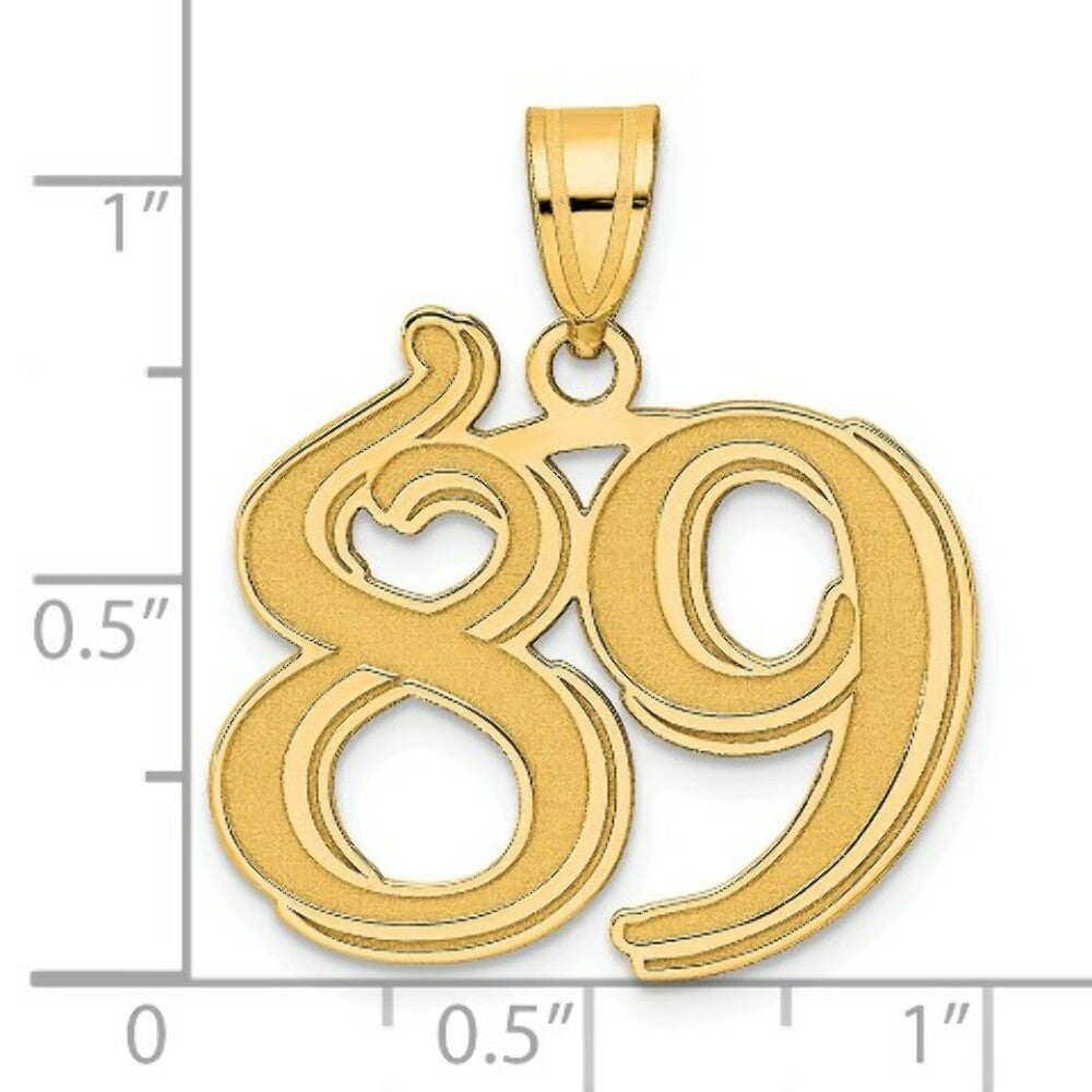 14K Yellow Gold Polished Etched Number 4 Pendant