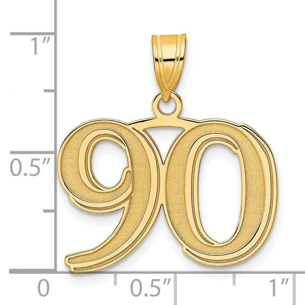 14K Yellow Gold Polished Etched Number 4 Pendant