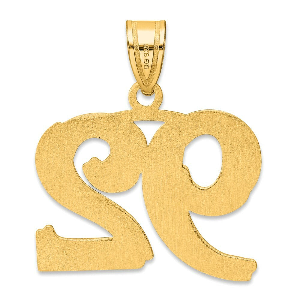 14K Yellow Gold Polished Etched Number 4 Pendant