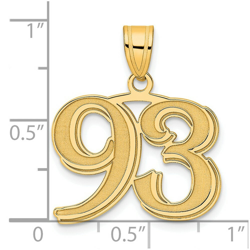 14K Yellow Gold Polished Etched Number 4 Pendant
