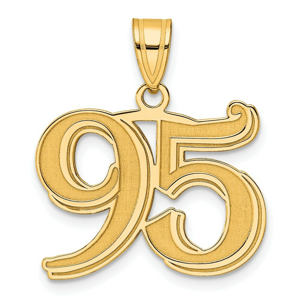 14K Yellow Gold Polished Etched Number 4 Pendant