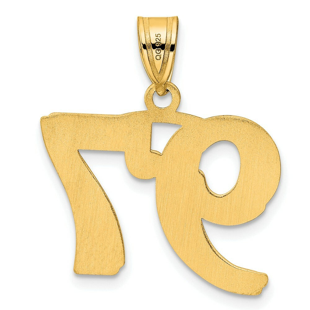 14K Yellow Gold Polished Etched Number 4 Pendant