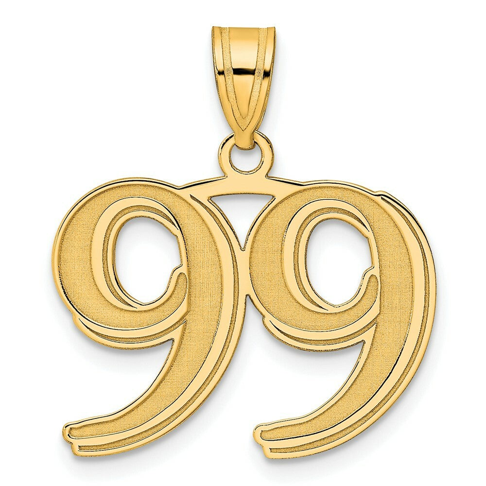 14K Yellow Gold Polished Etched Number 4 Pendant