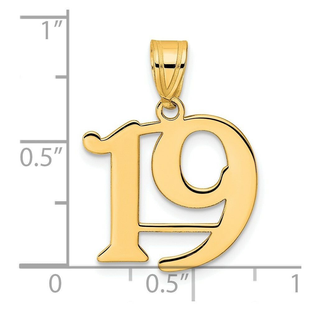 14K Yellow Gold Polished Number 20 Pendant
