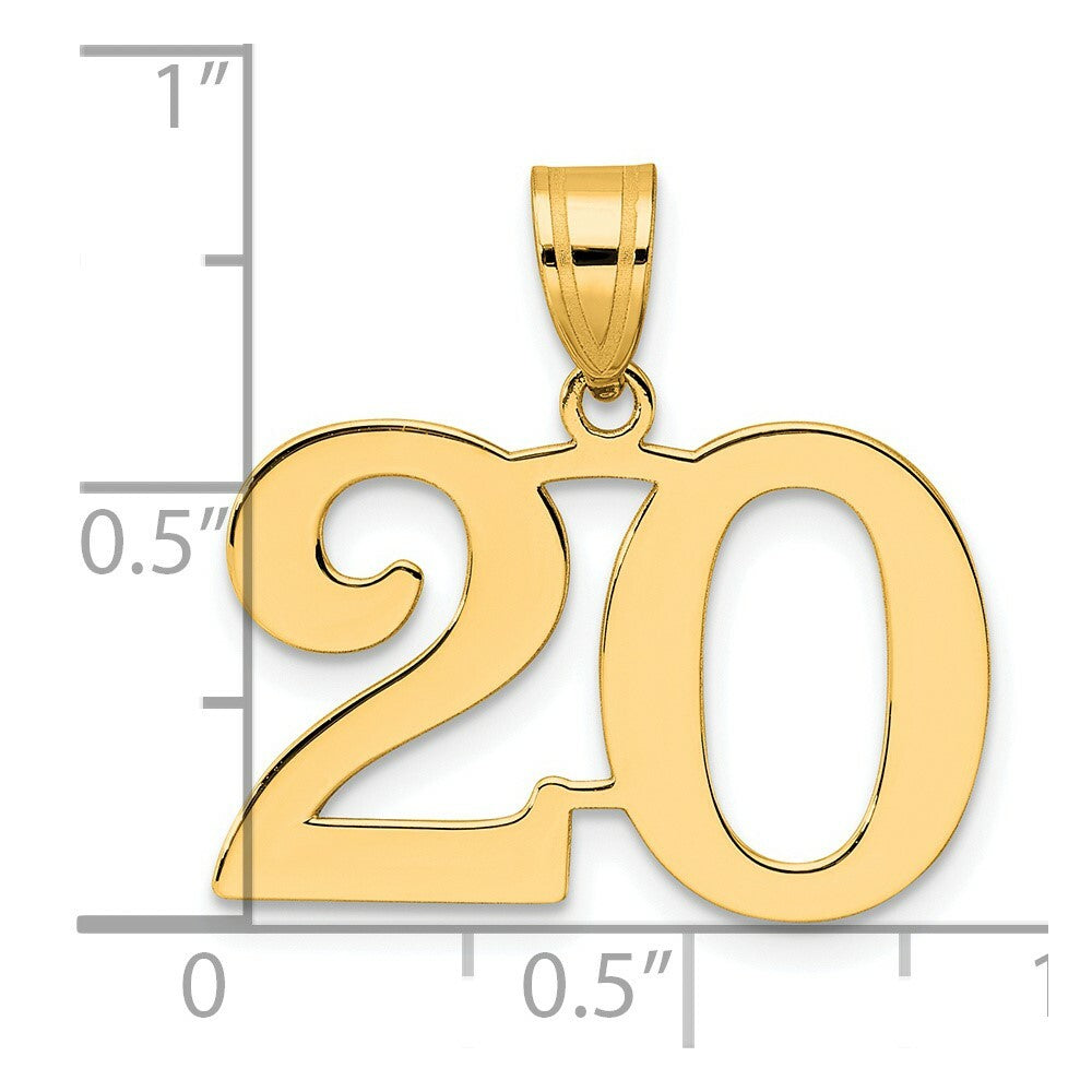 14K Yellow Gold Polished Number 20 Pendant