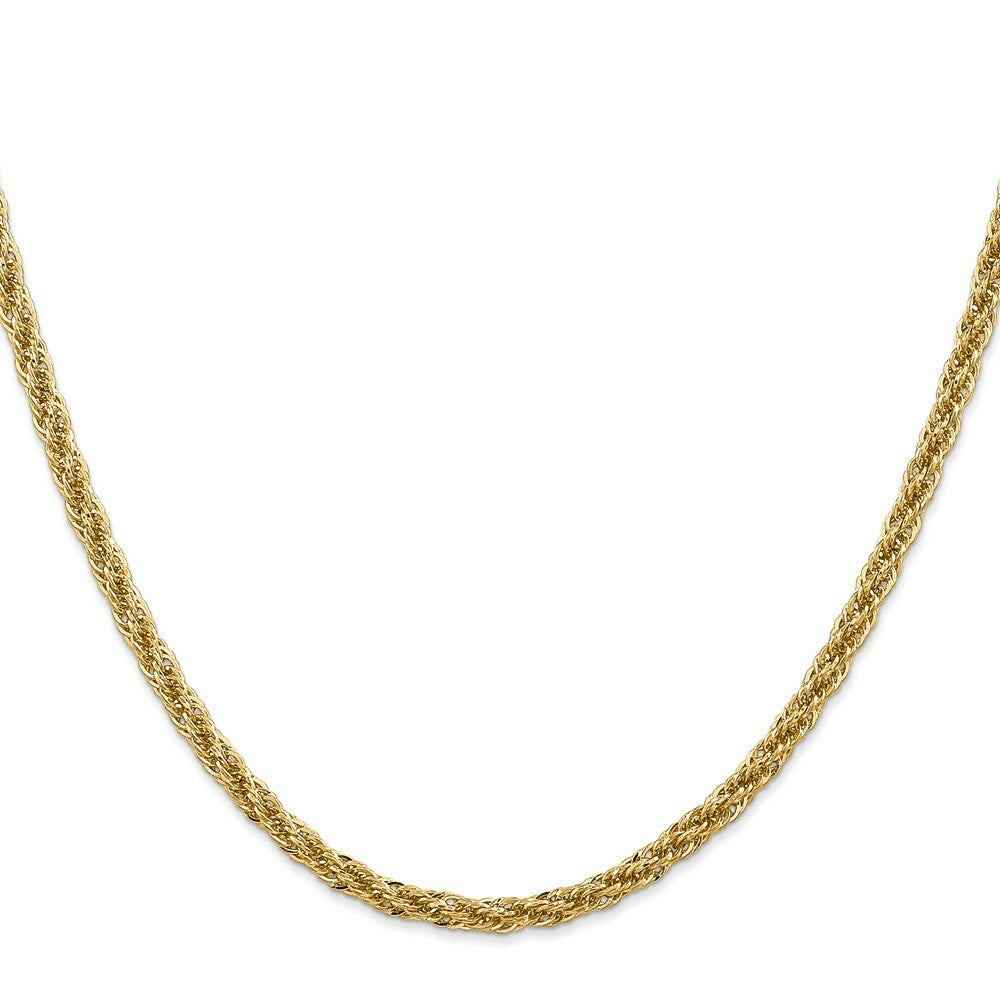 14K Yellow Gold Diamond-cut Hollow Rope Chain Necklace  Length 16'' inches