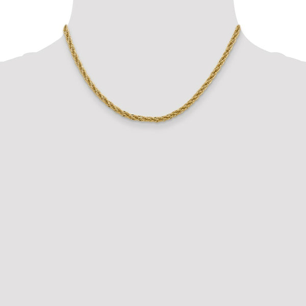 14K Yellow Gold Diamond-cut Hollow Rope Chain Necklace  Length 16'' inches