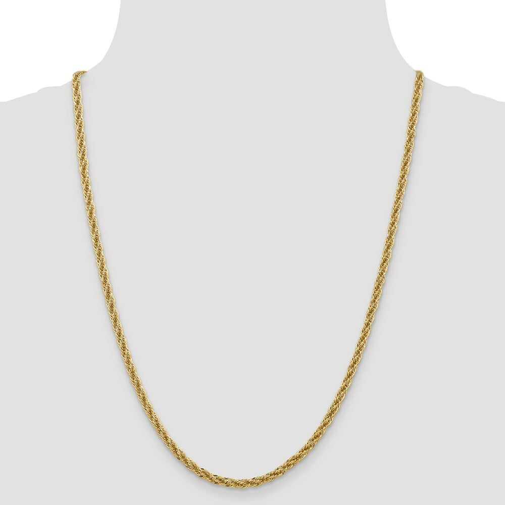 14K Yellow Gold Diamond-cut Hollow Rope Chain Necklace  Length 16'' inches