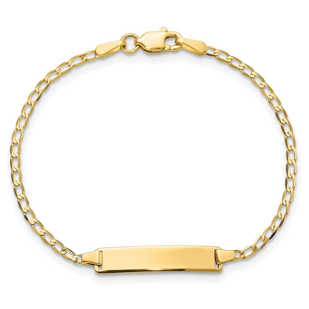 14K Yellow Gold Flat Curb Link ID Bracelet
