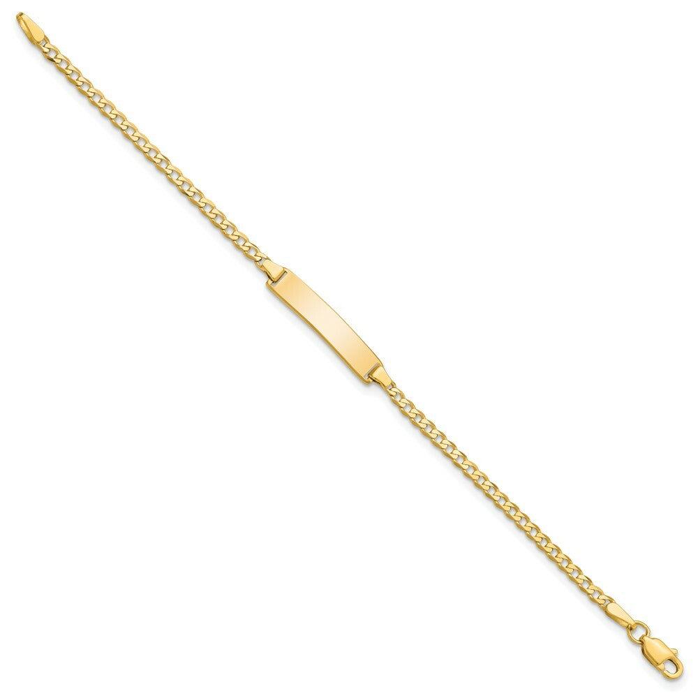 14K Yellow Gold Flat Curb Link ID Bracelet