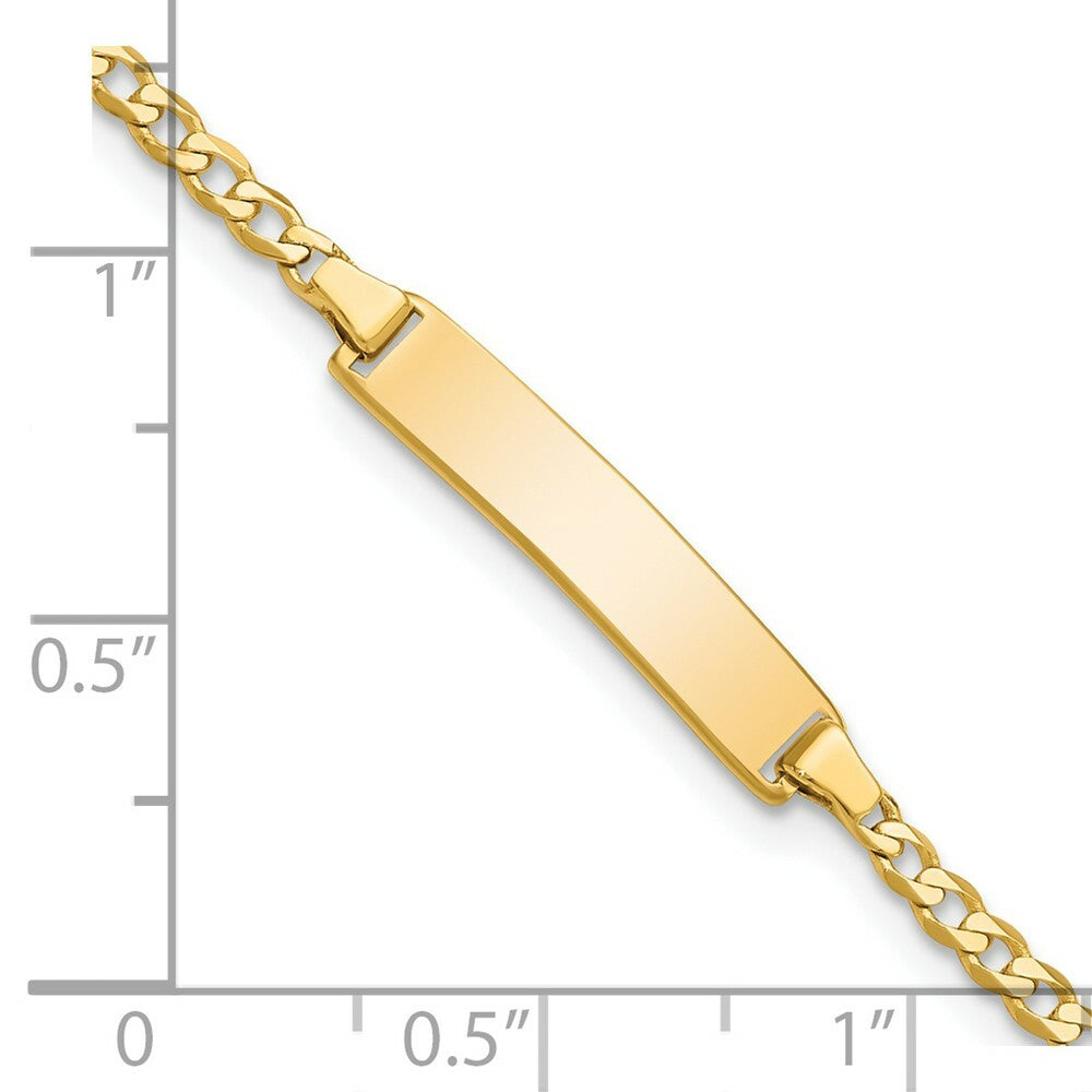 14K Yellow Gold Flat Curb Link ID Bracelet