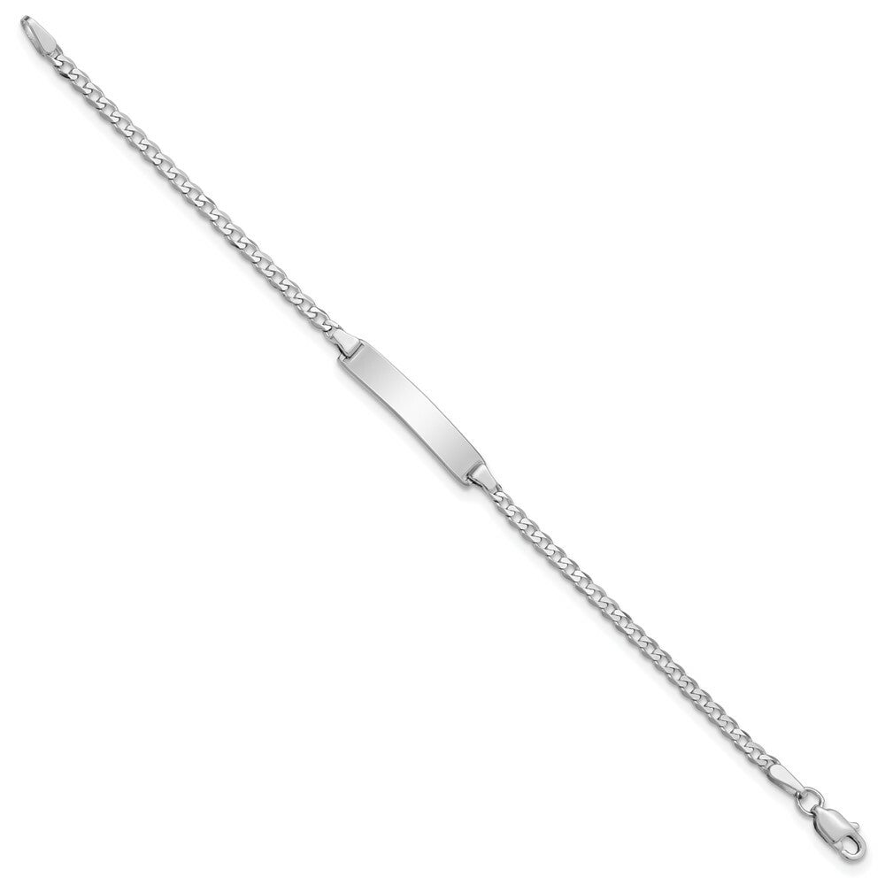 14k White Gold Flat Curb Link ID Bracelet