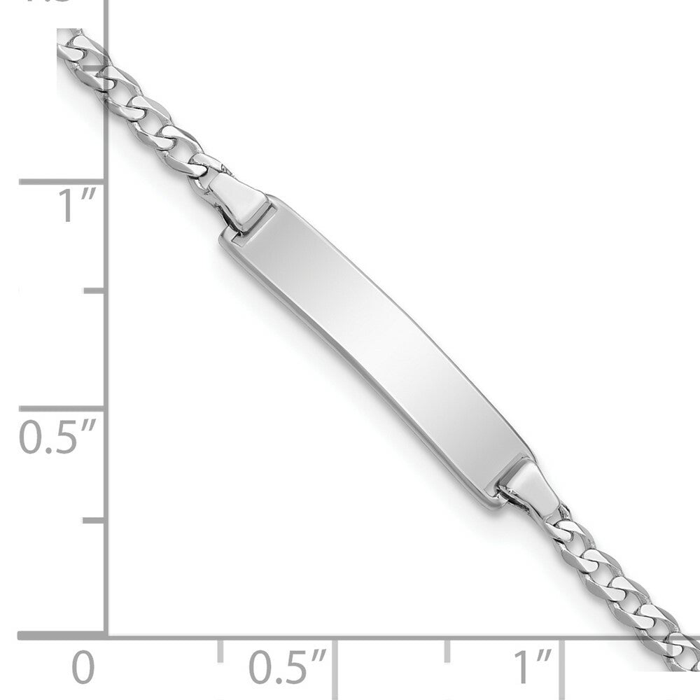 14k White Gold Flat Curb Link ID Bracelet