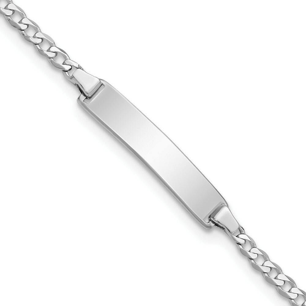 14k White Gold Flat Curb Link ID Bracelet